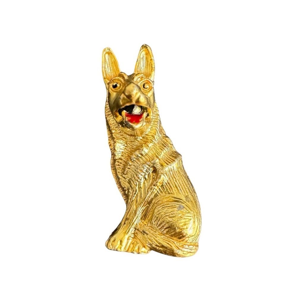 Vintage German Shepard Brooch Gold Tone Dog Pin Signed Gerrys